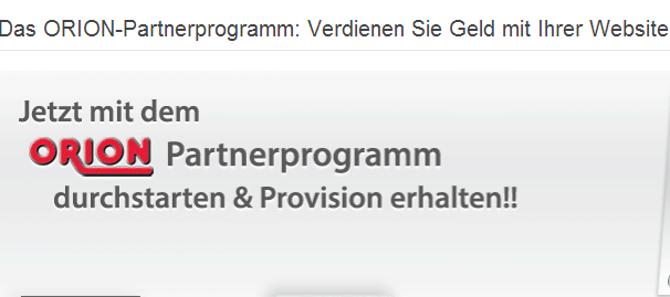 ORION Partnerprogramm